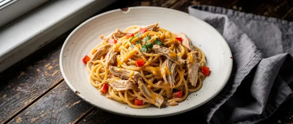 Cremige Hähnchen-Spaghetti auf mexikanische Art