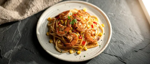 Linguine mit Cajun-Garnelen und Mais