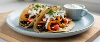 Kürbisspiralen-Süßkartoffel-Tacos mit schwarzen Bohnen