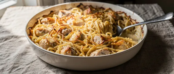 Cremiges Hähnchen mit Nudeln