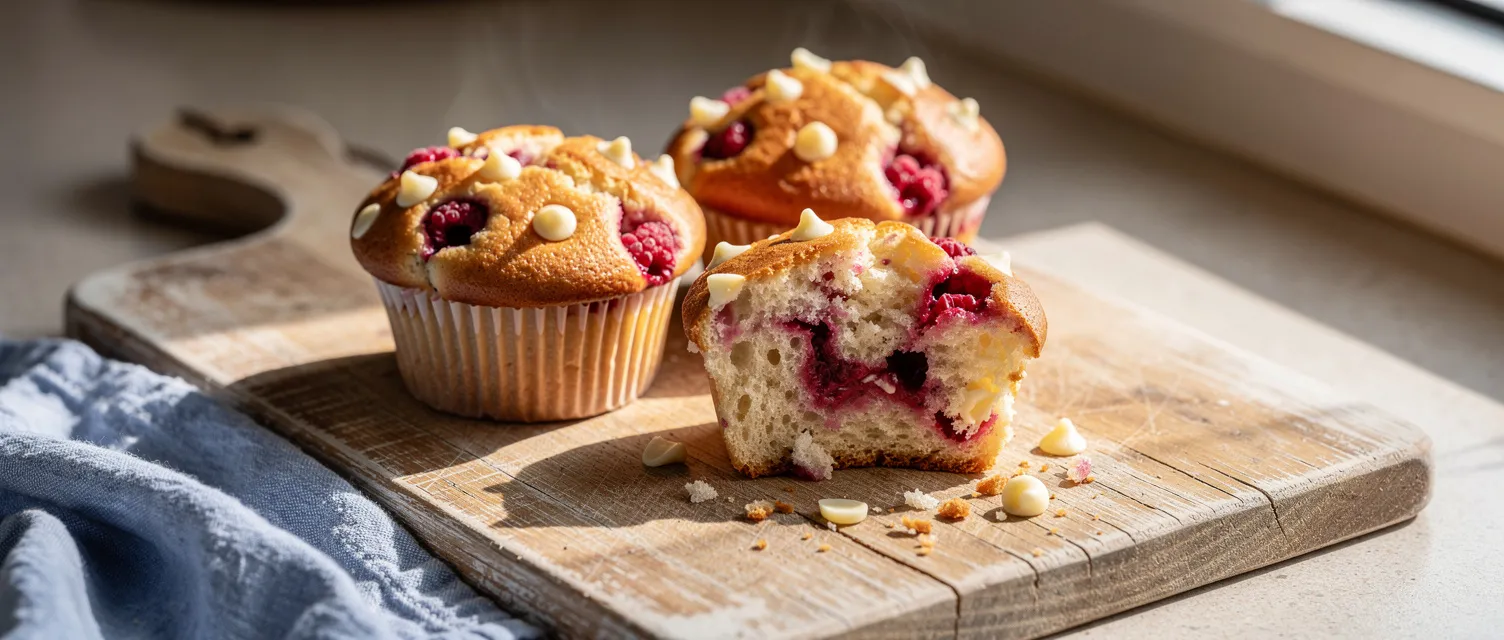Himbeer-Weiße Schokolade Muffins mit Buttermilch