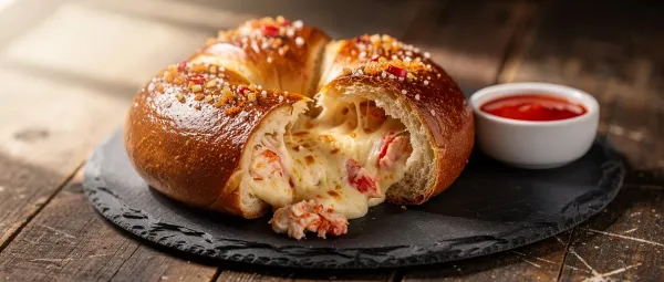 Warme Krabben-Käse-Brezeln