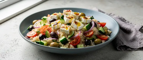 Griechischer Couscous-Salat mit würzigem Feta