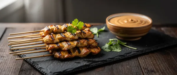 Hähnchen-Satay mit Erdnusssauce
