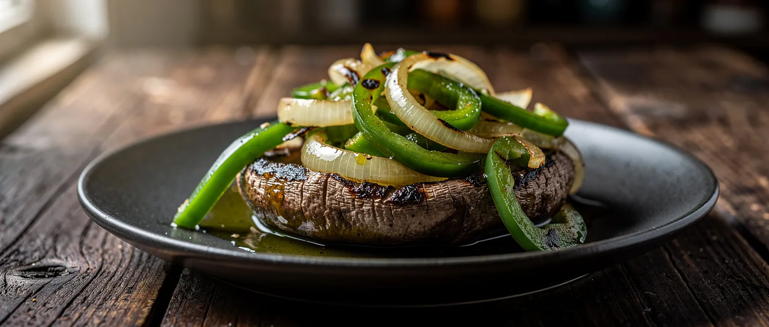 Portobello-Pilze und Gemüsepfanne