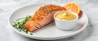 Lachs mit Kokoskruste und Orangen-Dip