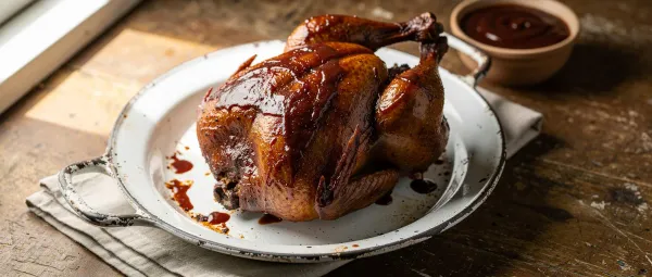 Ofen-Barbecue-Hähnchen mit Räucherholz