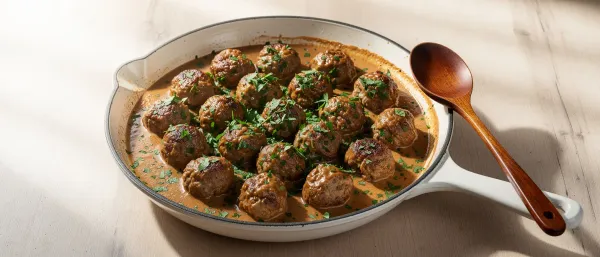 Schwedische Fleischbällchen mit cremiger Sauce