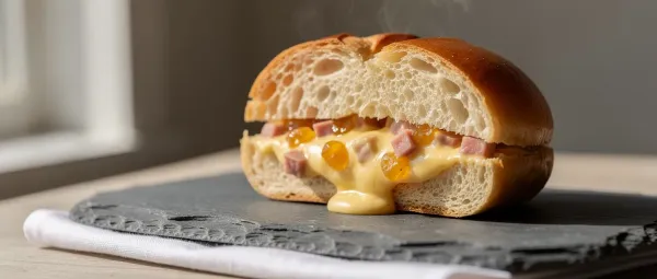 Warme Dosenschinken-Käse-Brötchen