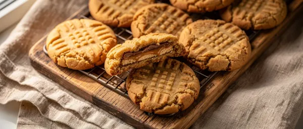 Erdnussbutter-Kekse mit Schokoriegel-Füllung