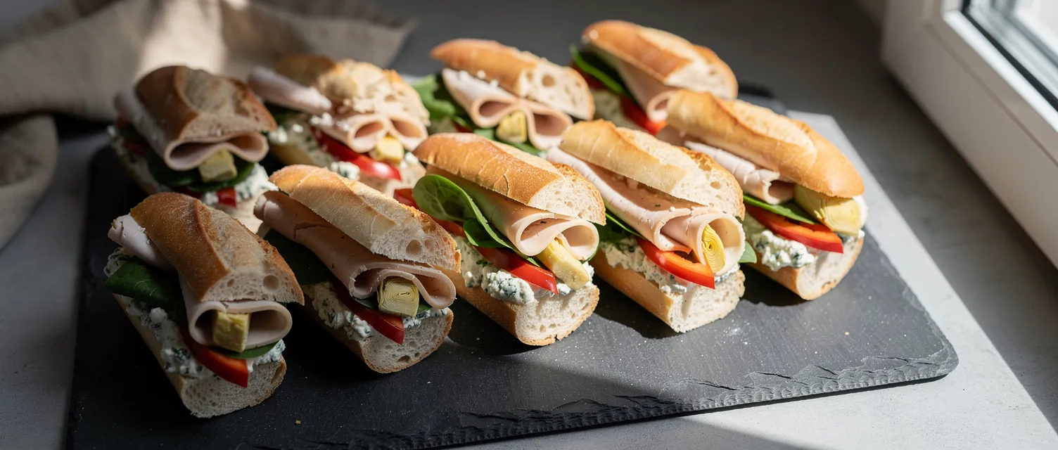 Vorbereitete Puten-Tee-Sandwiches