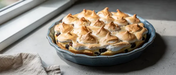 Sauerrahm-Rosinen-Kuchen mit Baiserhaube