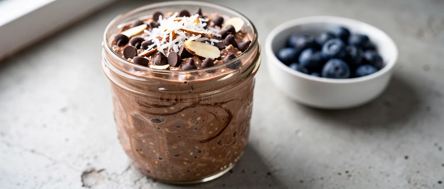Fröhliche Schokoladen-Haferflocken über Nacht