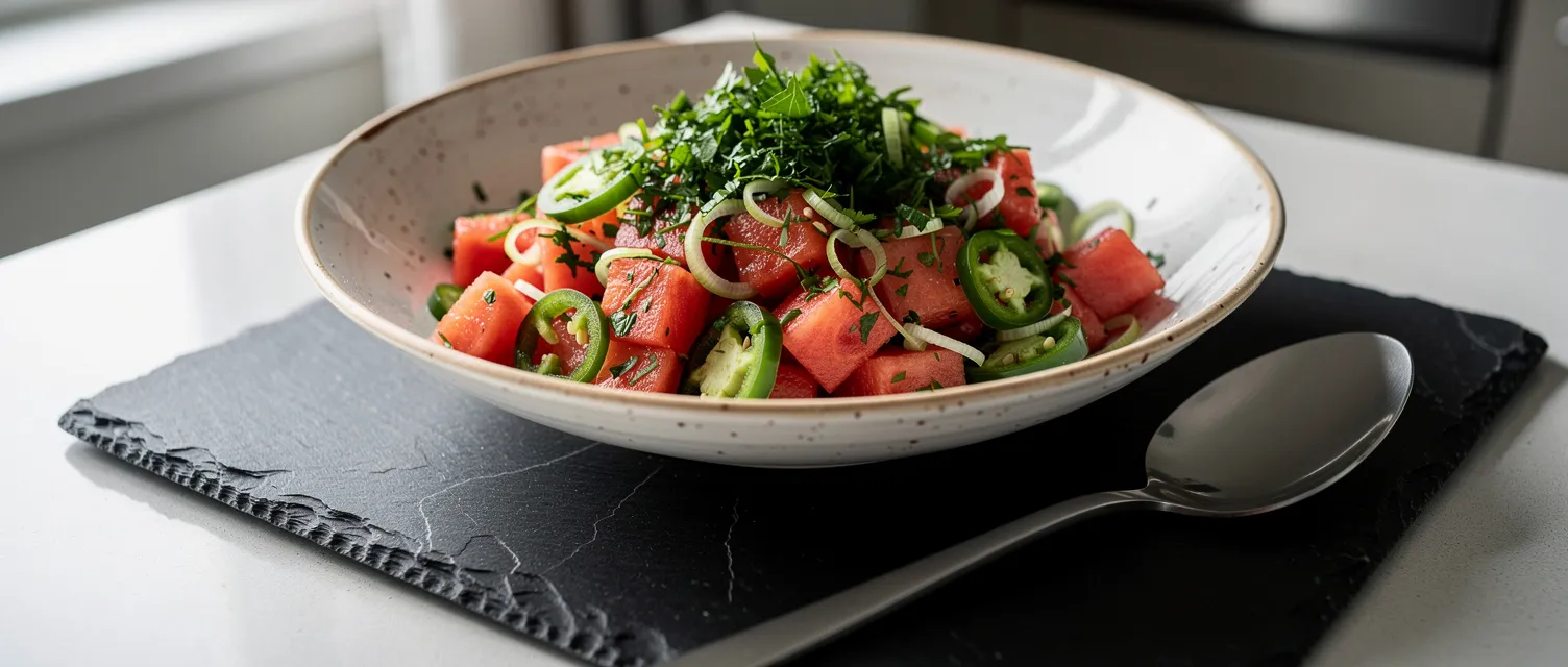 Warmer Wassermelonen-Salat mit Jalapeño