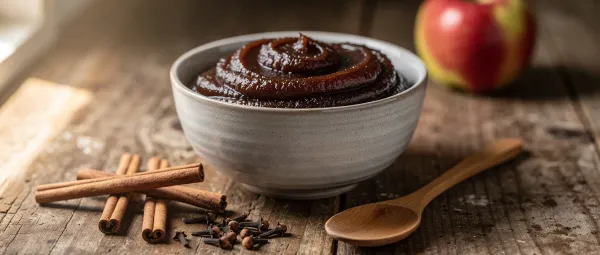 Apfelmus mit reduziertem Zucker und Gewürzen