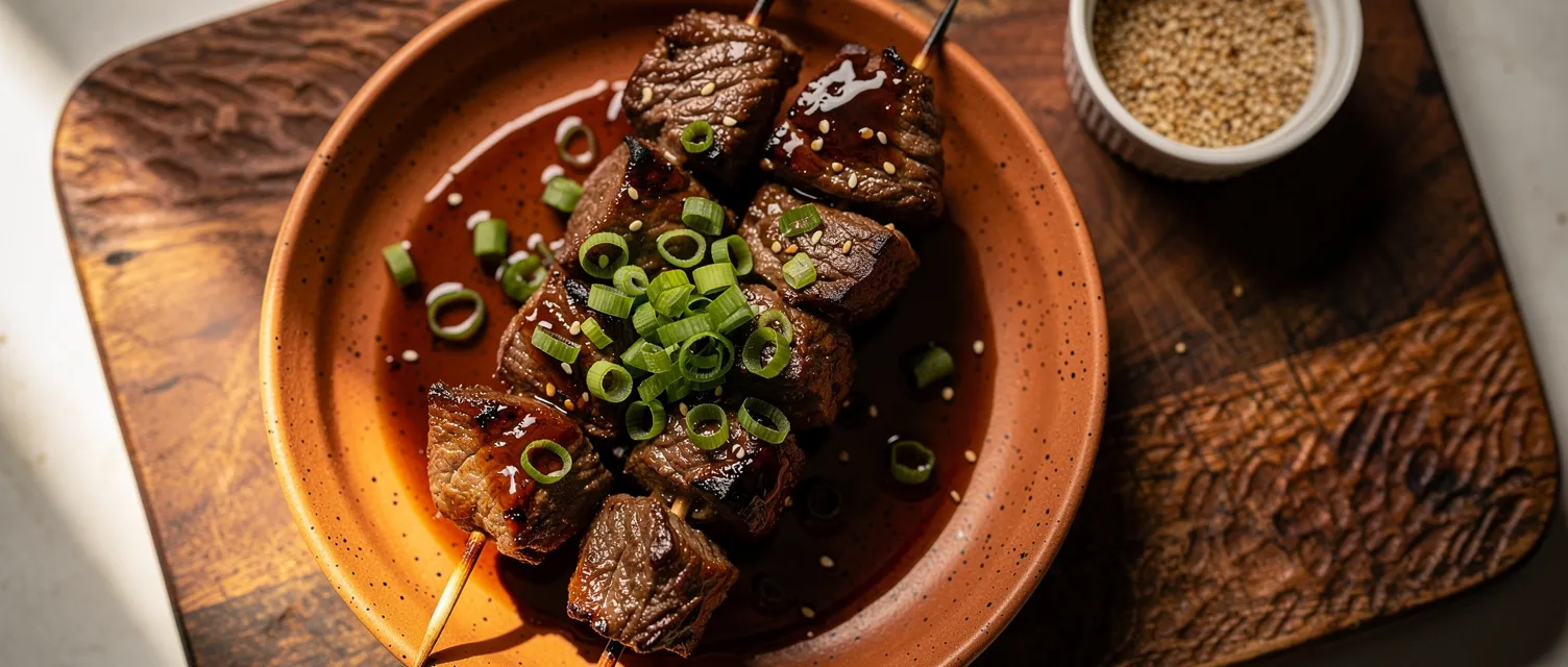 Rinderfilet-Spieße in Teriyaki-Marinade