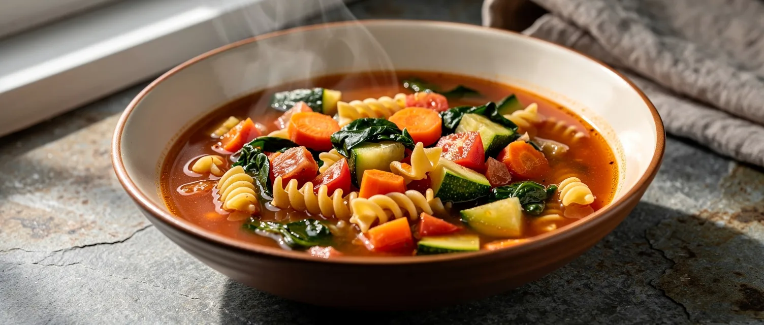 Minestrone mit Gemüse und Nudeln