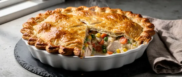 Hähnchen-Pastete mit Blätterteigröllchen