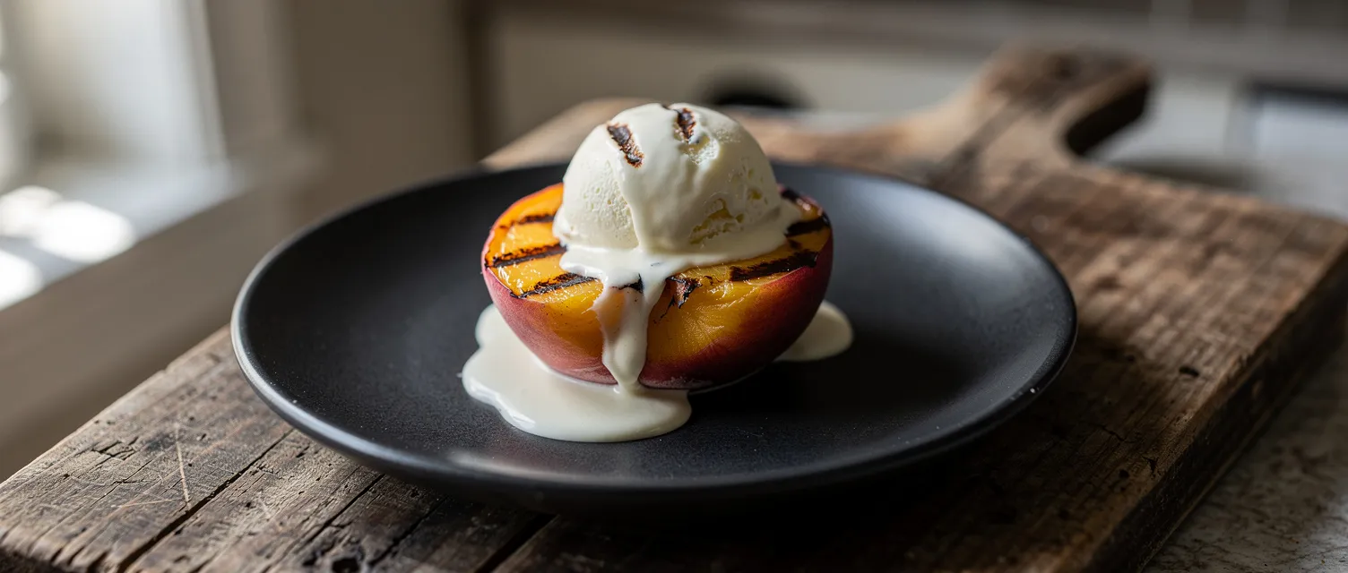 Gegrillte Pfirsiche mit Eis