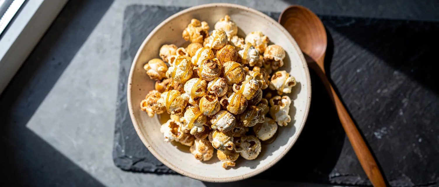 Gesundes Popcorn mit Honig und Zimt