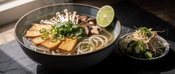 Vegetarische Pho mit Tofu und Pilzen