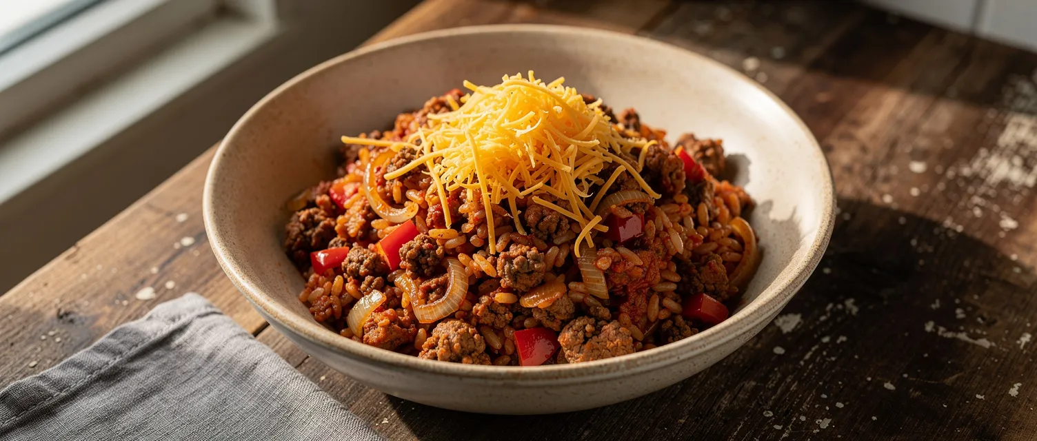 Einfacher Slow Cooker Reis mit Rindfleisch