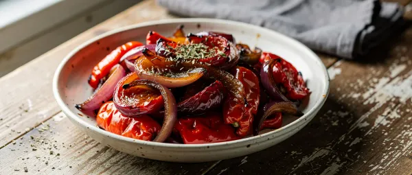 Karamellisierte Paprika und Zwiebeln