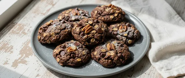 Dreifach-Schokoladen-Haferflocken-Kekse aus der Heißluftfritteuse