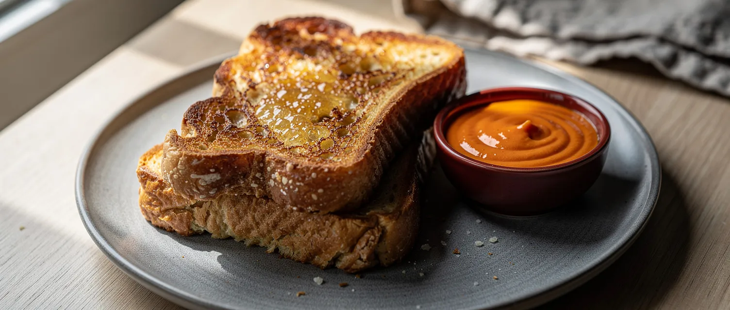 Pikanter French Toast mit Buffalo-Sauce und Parmesan