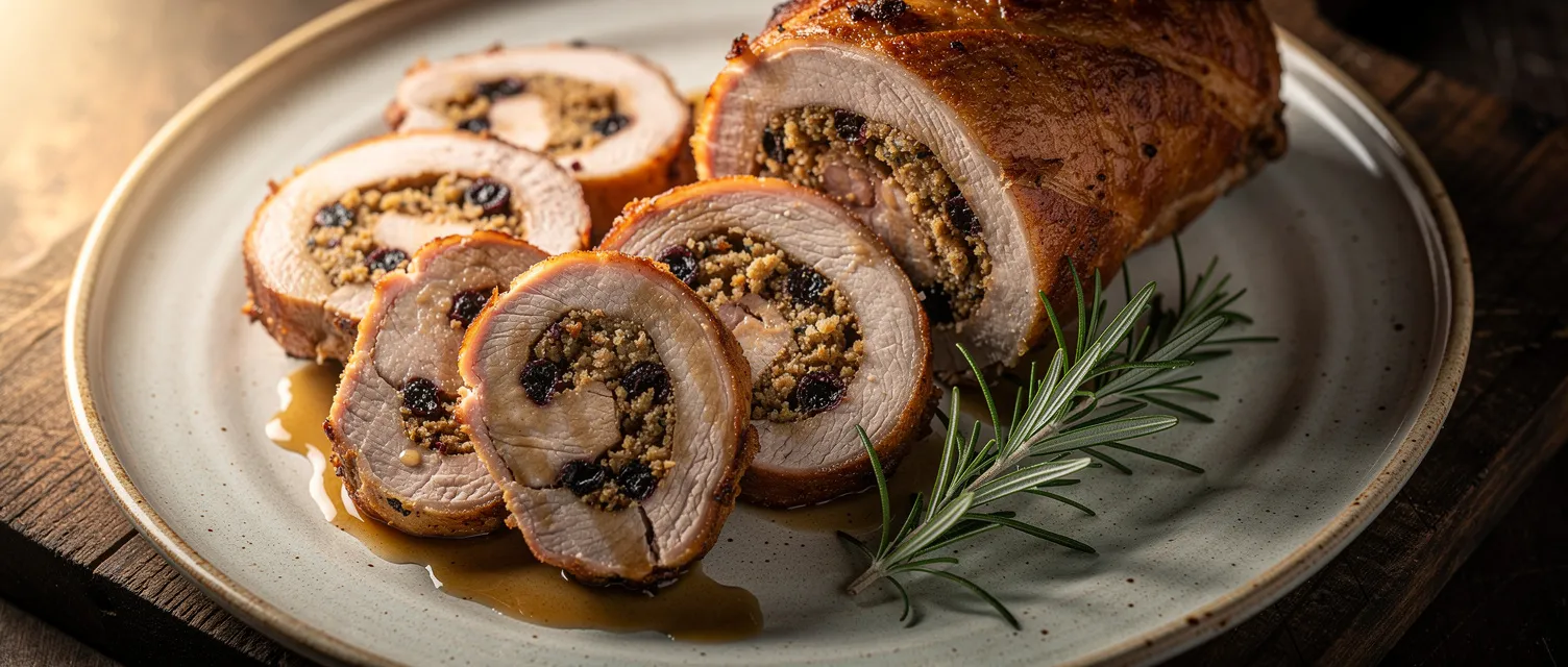 Gefüllter und gerollter Schweinefiletbraten