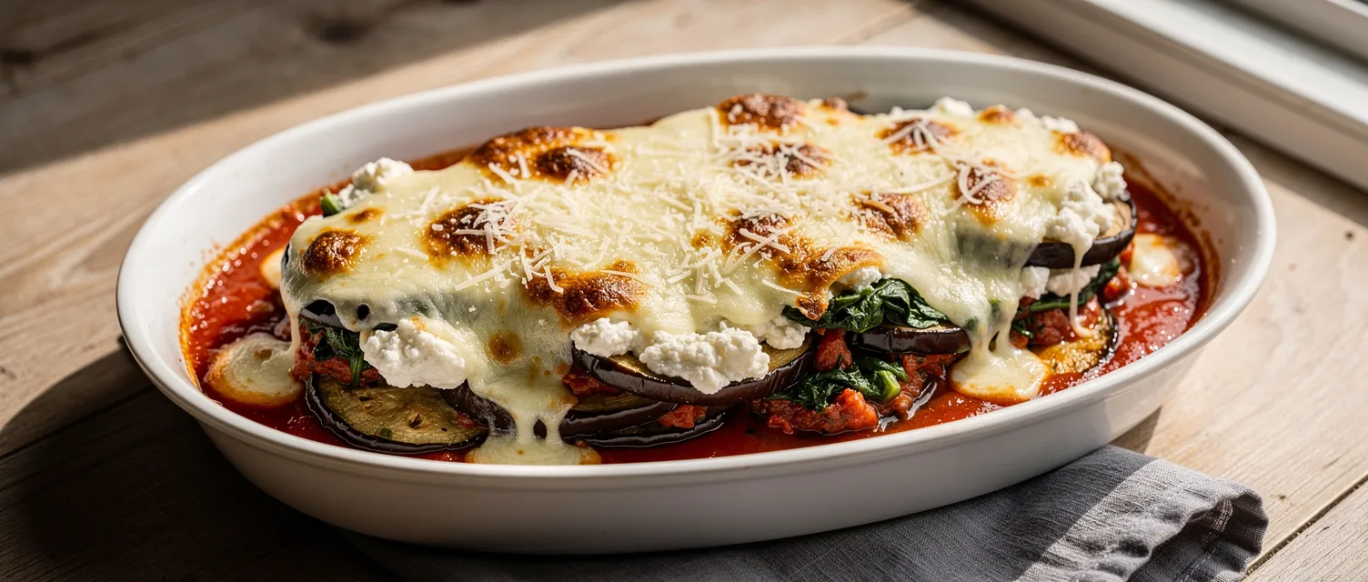 Überbackene Aubergine mit Käse
