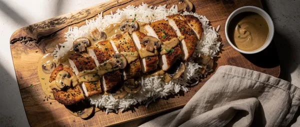 Hähnchen Marsala mit Reis