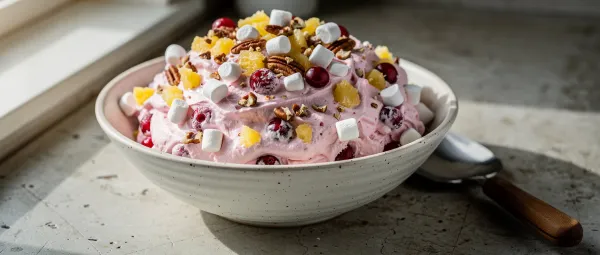 Weihnachtlicher Preiselbeer-Sahne-Salat