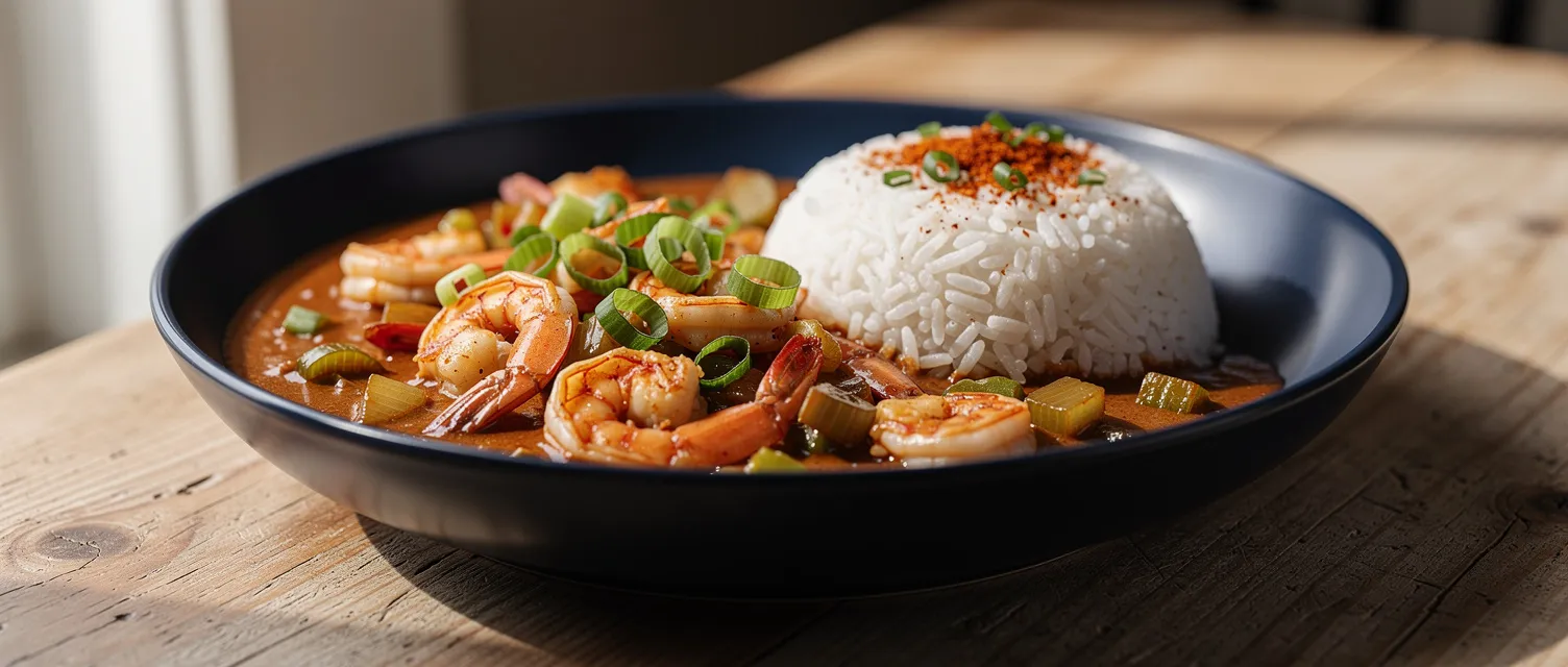 Cremige Garnelen-Étouffée