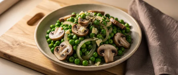 Erbsen mit Pilzen