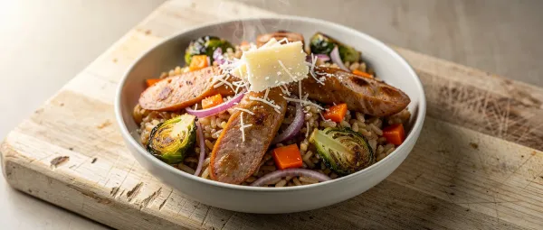 Vorbereitete Wurst-Gemüse-Bowls