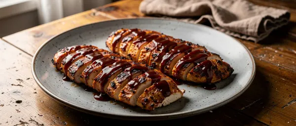 Gebackene Hähnchenbruststreifen mit BBQ-Sauce