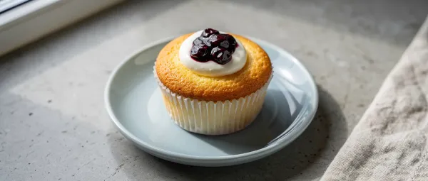 Frischkäse-Cupcakes mit Sauerrahm-Topping