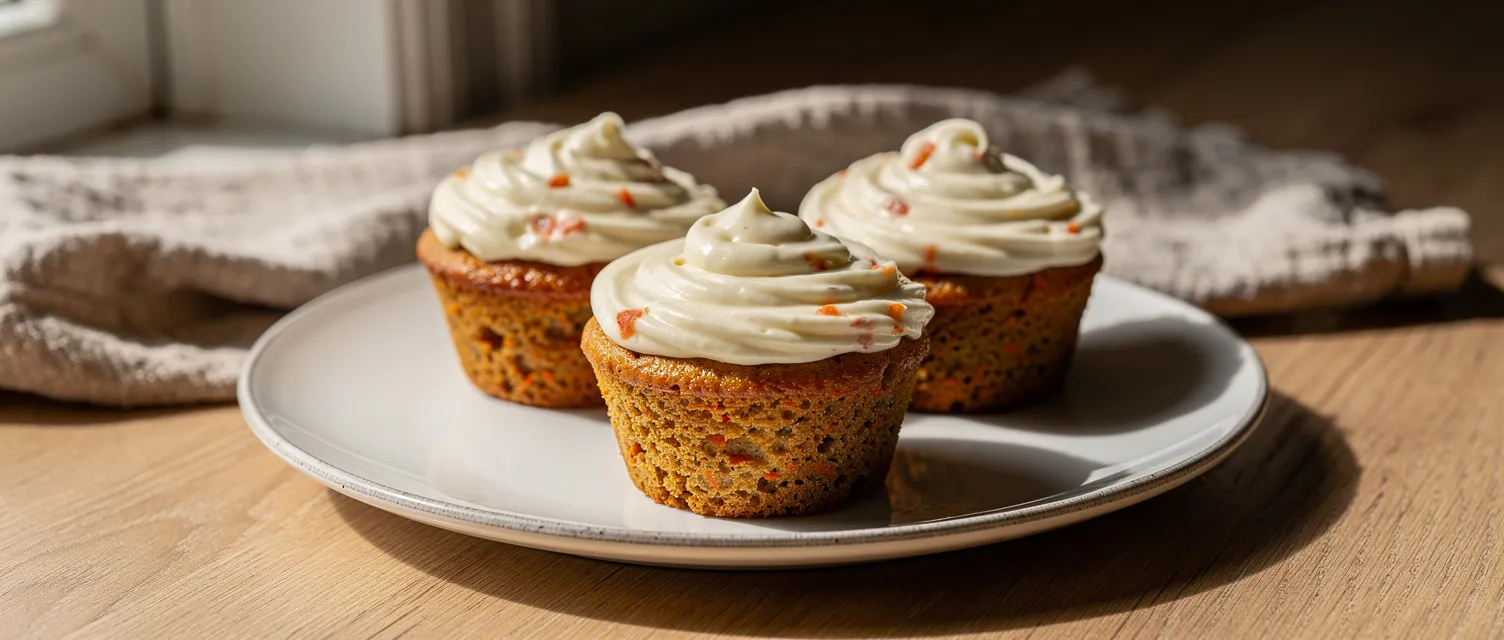 Flauschige Karottenmuffins mit Frischkäse-Frosting