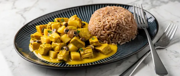 Curry-Hähnchen mit Apfel und Pilzsoße