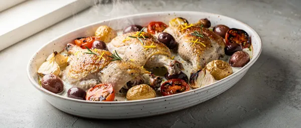 Gebratenes Hähnchen nach mediterraner Art