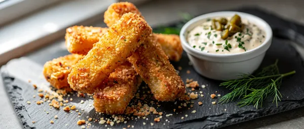 Knusprige Fischstäbchen mit hausgemachter Remoulade