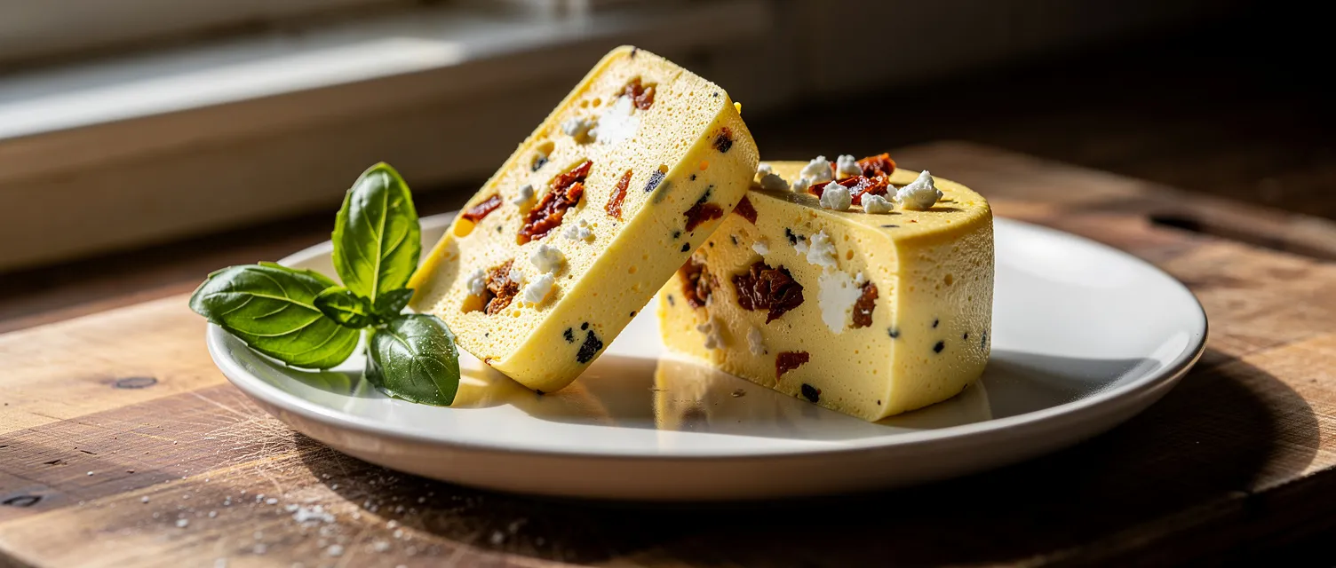 Sous-Vide-Eierbisse mit getrockneten Tomaten und Ziegenkäse