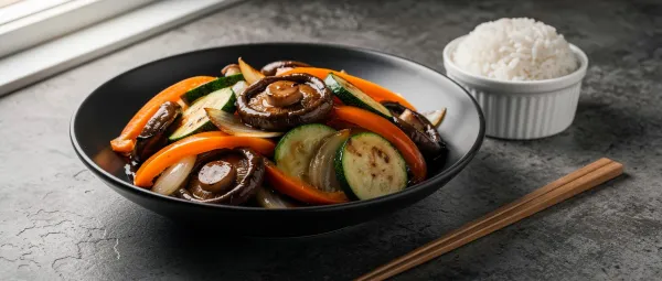 Shiitake-Pilz-Pfanne mit süß-saurer Soße