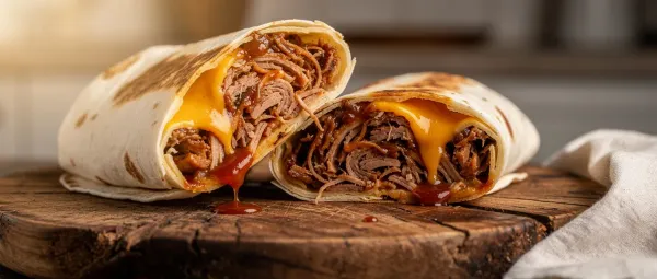 BBQ-Wrap vom übrig gebliebenen Schweinebraten