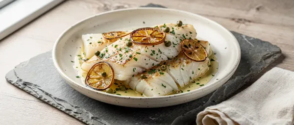 Kabeljau Piccata mit Zitrone und Kapern