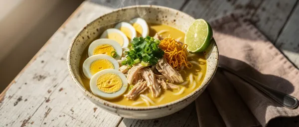 Burmesische Hähnchen-Kokosnuss-Suppe (Ohn No Kyawswe)