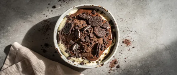 Schokoladen-Creme-Dessert mit Keksstreuseln