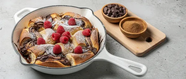 Brotpudding mit Zimt und Schokolade