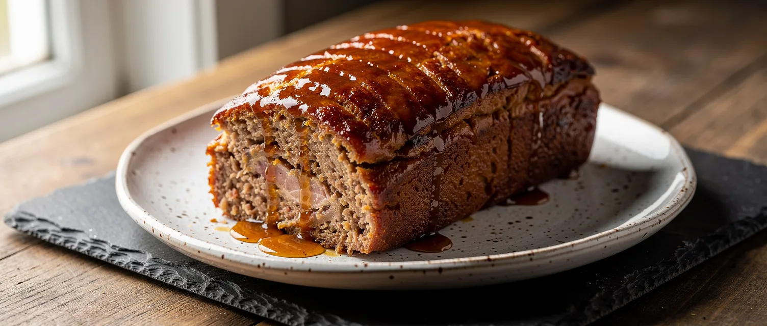 Geräucherter Schinken-Hackbraten mit süß-saurer Glasur